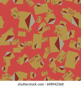 Background pattern with open mail envelope. Modern doodle pop art sketch. Bright seamless pattern with colorful envelopes, letters. For textiles, packaging paper.