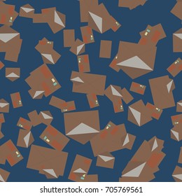 Background pattern with open mail envelope. Modern doodle pop art sketch. Bright seamless pattern with colorful envelopes, letters. For textiles, packaging paper.