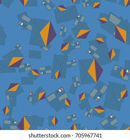 Background pattern with open mail envelope. Modern doodle pop art sketch. Bright seamless pattern with colorful envelopes, letters. For textiles, packaging paper.