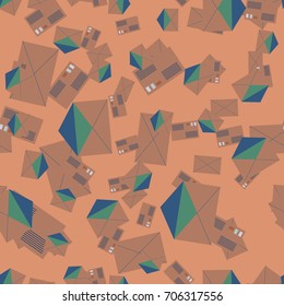 Background pattern with open mail envelope. Modern doodle pop art sketch. Bright seamless pattern with colorful envelopes, letters. For textiles, packaging paper.