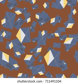 Background pattern with open mail envelope. Modern doodle pop art sketch. Bright seamless pattern with colorful envelopes, letters. For textiles, packaging paper.