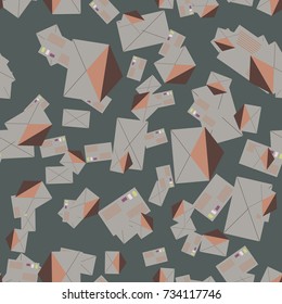 Background pattern with open mail envelope. Modern doodle pop art sketch. Bright seamless pattern with colorful envelopes, letters. For textiles, packaging paper.