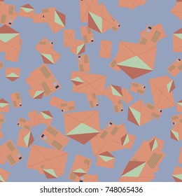 Background pattern with open mail envelope. Modern doodle pop art sketch. Bright seamless pattern with colorful envelopes, letters. For textiles, packaging paper.