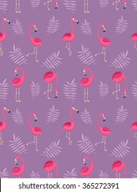 background .pattern with pink flamingos