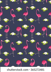 background .pattern with pink flamingos