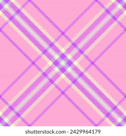 Background pattern plaid of check tartan texture with a vector seamless textile fabric in pink and light hot pink colors.
