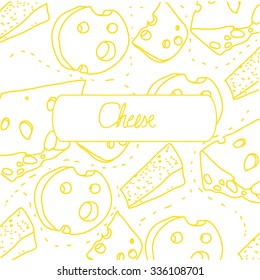 background pattern plain different varieties of hard cheese with a hole, on a white background