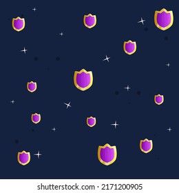 Background Pattern Of Purple Wooden Shield Of Kingdom  Cute Cartoon Colorful Vector Design