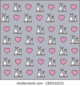 background pattern rabbit bunny valentines vector