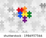 Background pattern of rainbow puzzle. Symbol of lesbian, gay, bisexual, transgender and peace. Pride month.