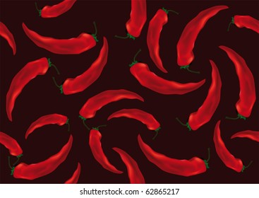 Background pattern with red peppers