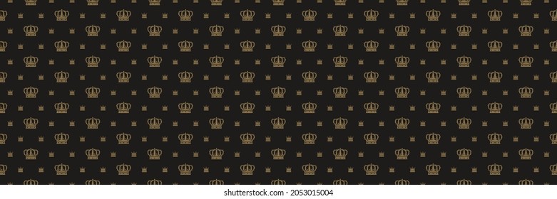 background pattern with royal golden crowns on a black background seamless pattern, texture vector image