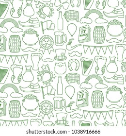Background pattern with Saint Patrick Day thin line icons