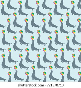 background pattern with seal animal with ball