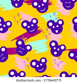 background pattern seamless charracter animal facial expressions vector illustration