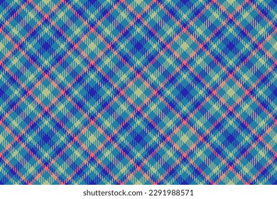 Background pattern seamless. Check fabric vector. Tartan plaid textile texture in red and cyan colors.