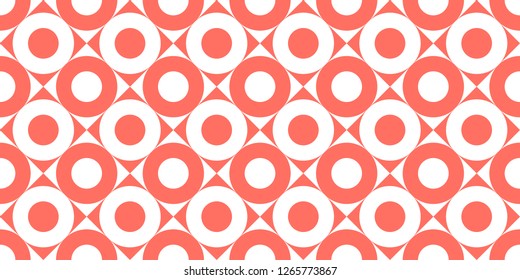 Background pattern seamless design coral red and white round and square abstract vector.