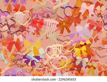 Background Pattern Seamless Design Texture. Theme Is About Hair Clips, Claw, Slip, Clip, Comb, Raker, Barrette