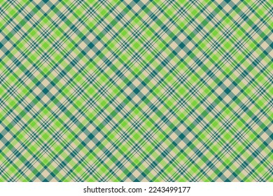 Background pattern seamless. Fabric plaid textile. Tartan check vector texture in light and green colors.