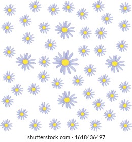 Background, pattern or set of flowers like daisies. Digital paper with spring design. EPS 8 vector