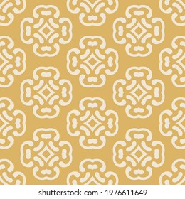 Background pattern with simple decorative ornament on gold background, wallpaper. Seamless pattern, texture. Vector illustration