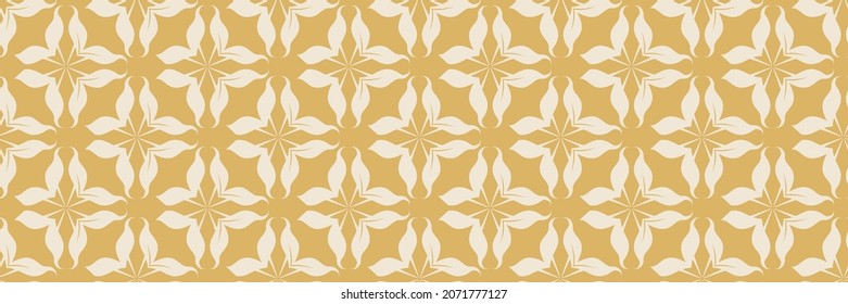 Background pattern with simple decorative ornament on a gold backdrop for your design. Seamless background for wallpaper, textures. Vector illustration.
