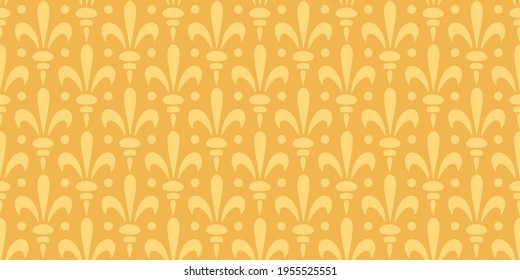 Background pattern with simple floral ornaments on a yellow background, wallpaper. Great for postcards, covers, wallpapers. Seamless pattern, texture for your design. Vector image
