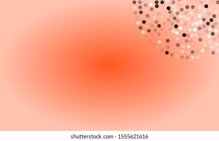 Background pattern from small circles of different shades on a deep orange background. Radial gradient background