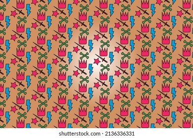 Background pattern of sword, skull, star and lightning bolt. for simple art tattoo