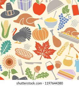 Background pattern with Thanksgiving Day icons 