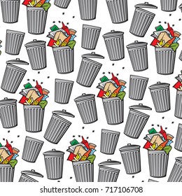 background pattern with trash cans