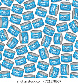 background pattern with tuna cans