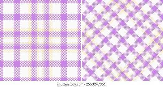 Vetor de padrão de fundo de tecido de cheque revestido com um tecido de textura sem costura tartan. Definido em cores felizes para bandanas de moda em estilo fresco.