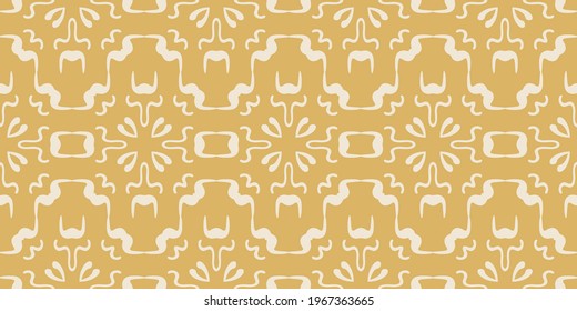 Background pattern in vintage style on gold background, wallpaper. Seamless pattern, texture. Vector illustration