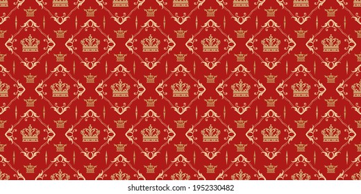 Patrón de fondo, fondo de pantalla con adorno real sobre un fondo rojo. Patrón sin brillo, textura para tu diseño. Imagen del vector