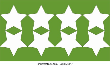 Background pattern with white stars and green backgrund