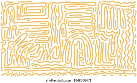 Background pattern of yellow lines of scrawl.