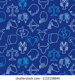 Background pattern with Zodiac signs (Horoscope symbols wallpaper, Astrology design) 