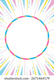 Background with patterned concentration lines and circular frame, pop design, Vertical