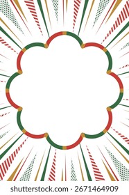 Fundo com linhas de concentração padronizadas e moldura pop, design pop, cores de Natal, Vertical