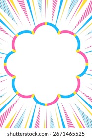 Background with patterned concentration lines and pop frame, pop design, Vertical