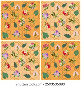 Background patterns of colorful plants for wallpaper with both dark and light tones