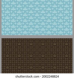 Background patterns with decorative elements in Asian style. Set. Used colors: black, brown, blue, wallpaper. Seamless pattern, texture. Vector illustration for design