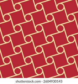 Background patterns seamless circles and squares shapes connect line. Flat style pattern design backdrop. Gold and red pattern Chinese and Japanese style