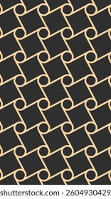 Background patterns seamless circles and squares shapes connect line. Flat style pattern design backdrop. Gold and black pattern Chinese and Japanese style