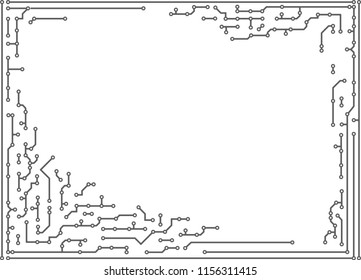 Background in PCB-layout style, decorative technique frame with empty space for Your text