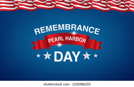 background pearl harbor remembrance with American flags, balloons in red, white, black and blue. vector eps 10