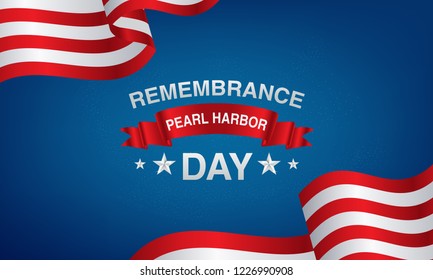 background pearl harbor remembrance with American flags, balloons in red, white, black and blue. vector eps 10