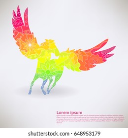 Background with pegasus transition colors vector