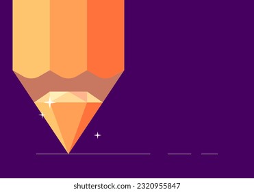 Background with pencil and diamond vector illustration